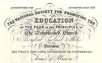 National Society union certificate for the school [P74/29/1]